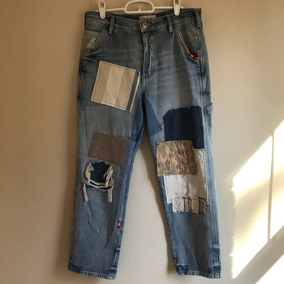Free People Patchwork Carpenter Jeans - Picture 4 of 13